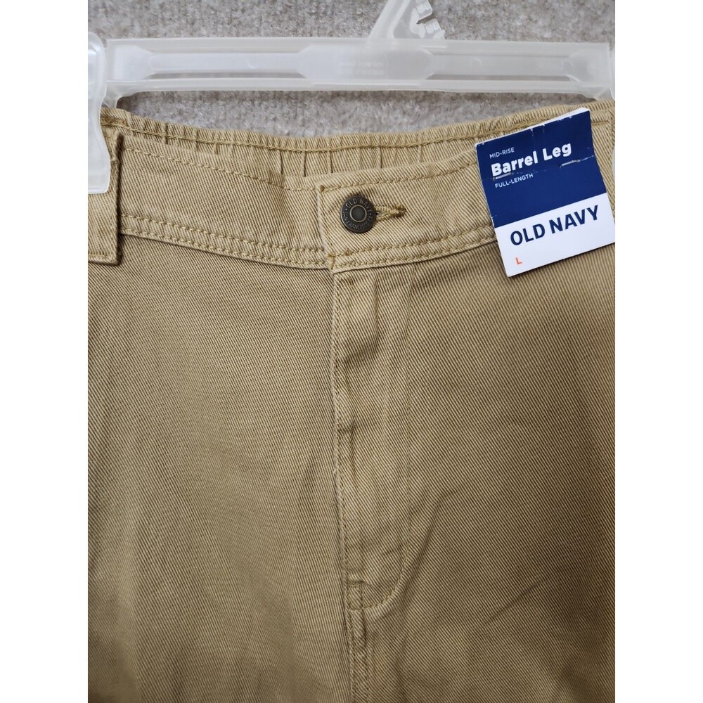Old Navy Twill Barrel Cargo Pants Womens L Teakwood Brown Pleated Jogger NEW - Picture 4 of 12